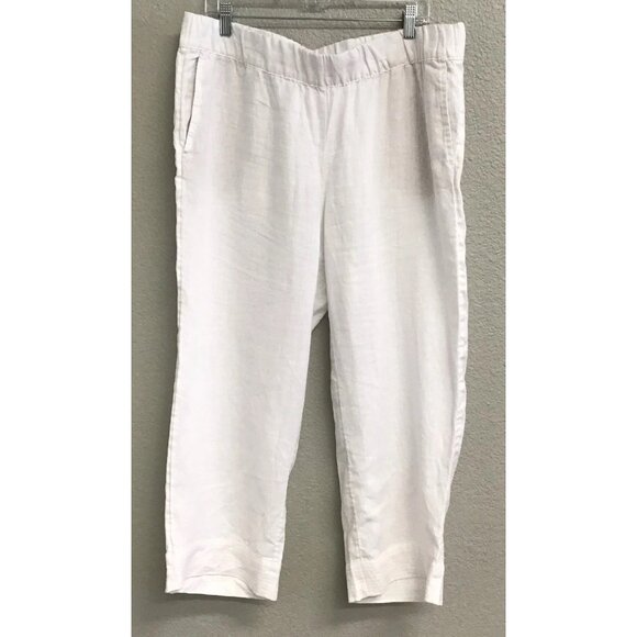 Pure J Jill Love Linen Women’s Wide Leg Pants Crop Women’s Size Large White - Picture 2 of 10